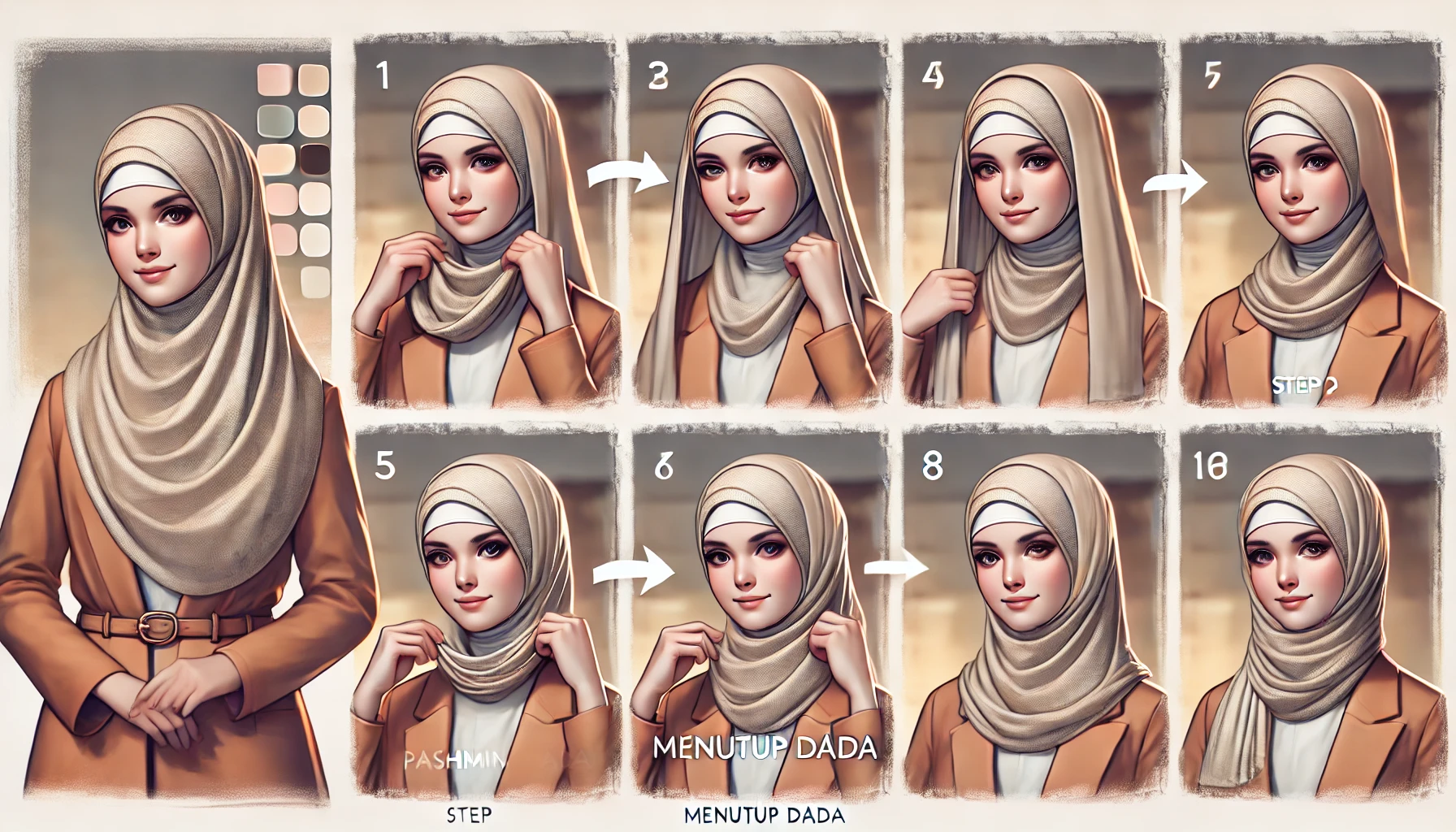 Tutorial Hijab Pashmina Menutup Dada