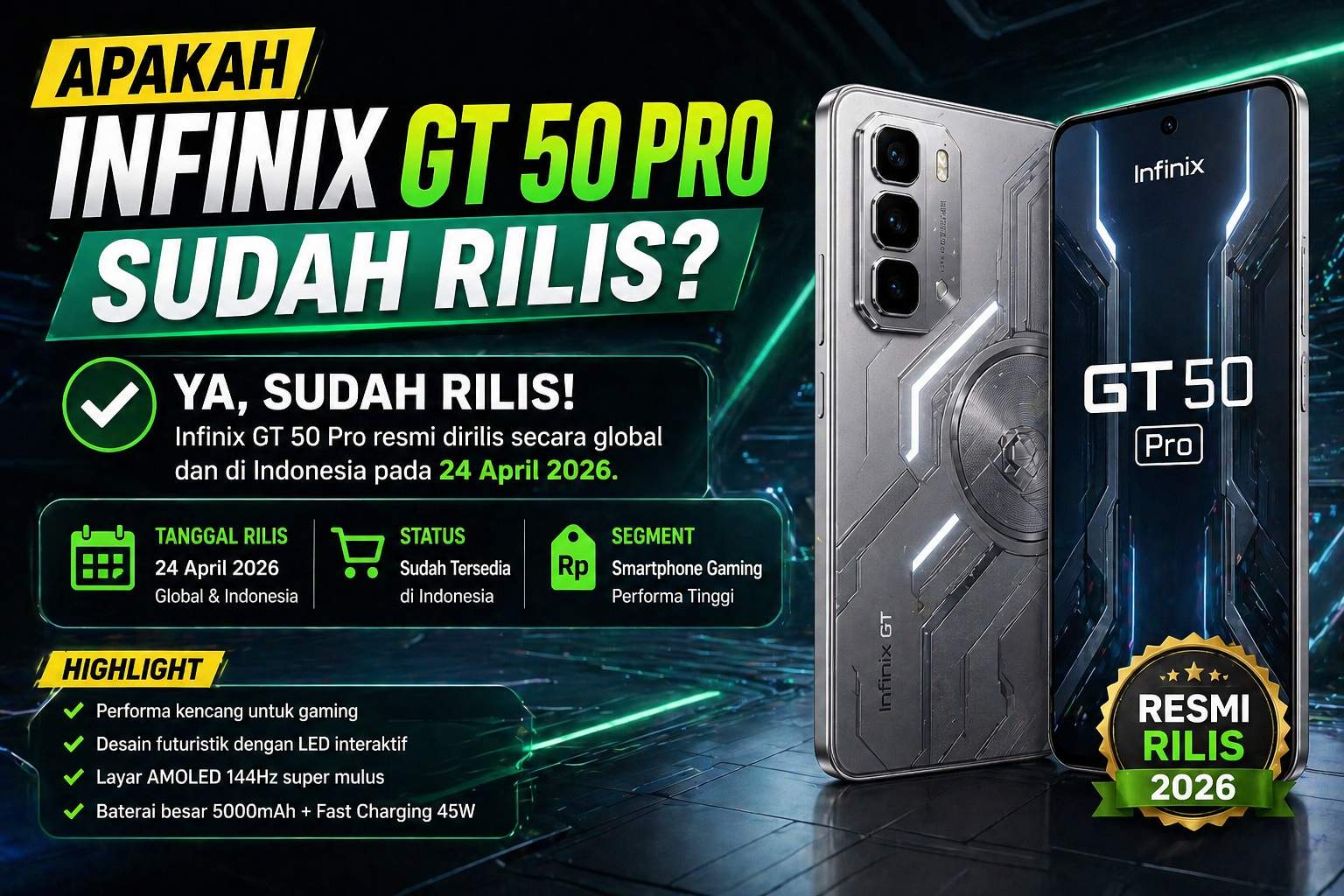 Apakah Infinix GT 50 Pro Sudah Rilis