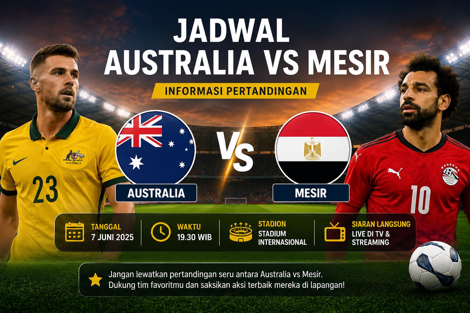 Jadwal Australia vs Mesir