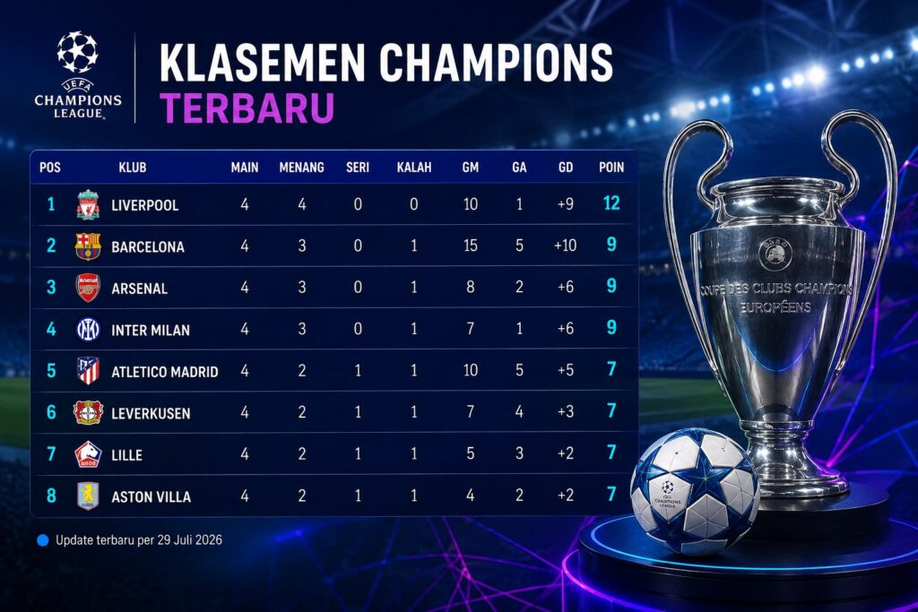Klasemen Liga Champions Terbaru