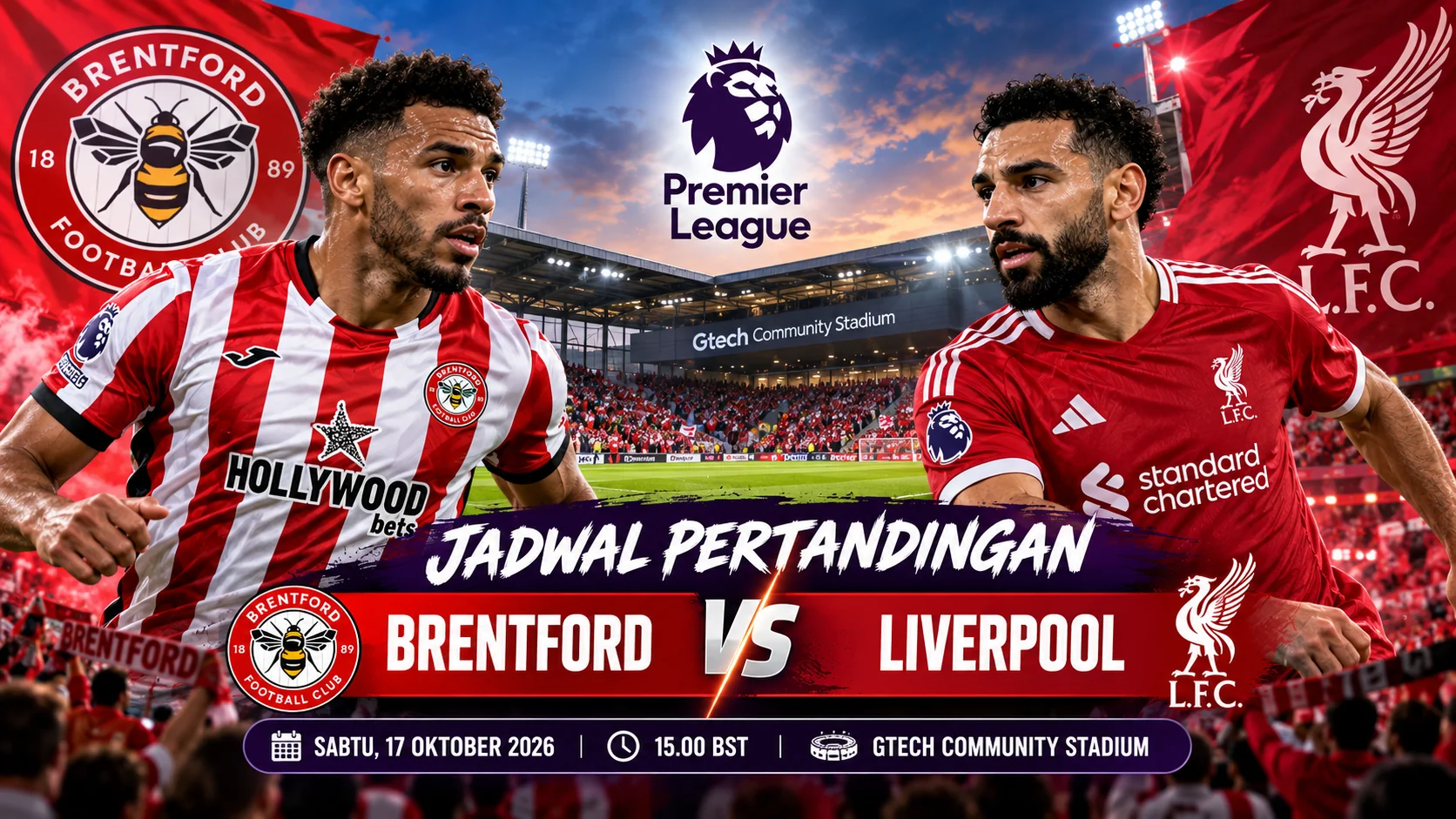 Jadwal Brentford vs Liverpool